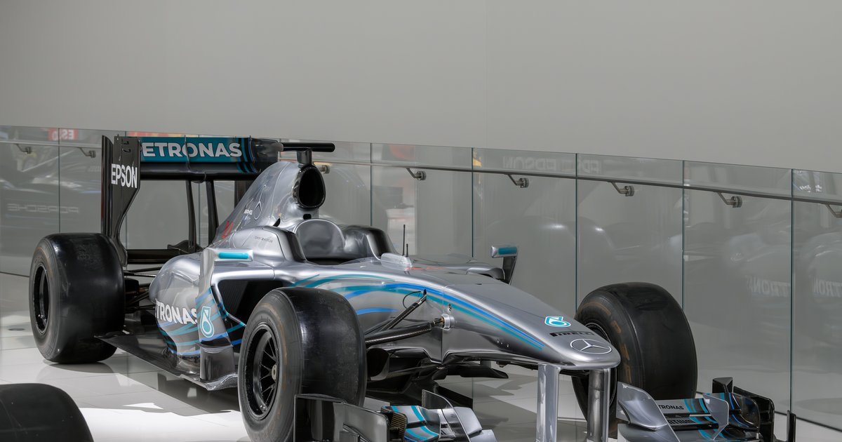 Mercedes-AMG PETRONAS F1 car on the grid, showcasing the team current race livery and design