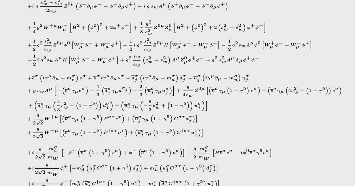 Standard Model of particle physics formula, illustrating the deep mathematical roots of modern AI