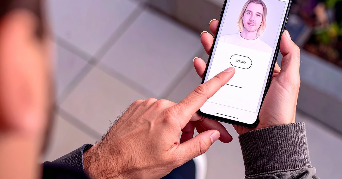 Person holding a smartphone showing an AI assistant on the screen, illustrating AI service evaluation